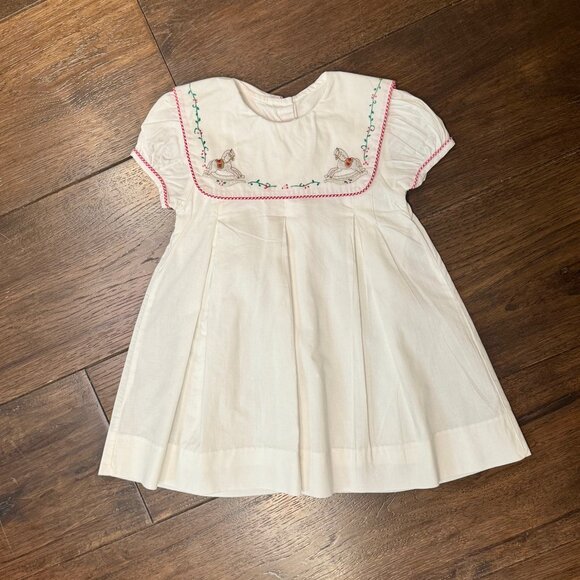 Lullaby Set Other - Lullaby Set - White Dress w/Embroidered Horses on Collar - Size 24M